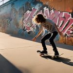 Skateboarding teenager