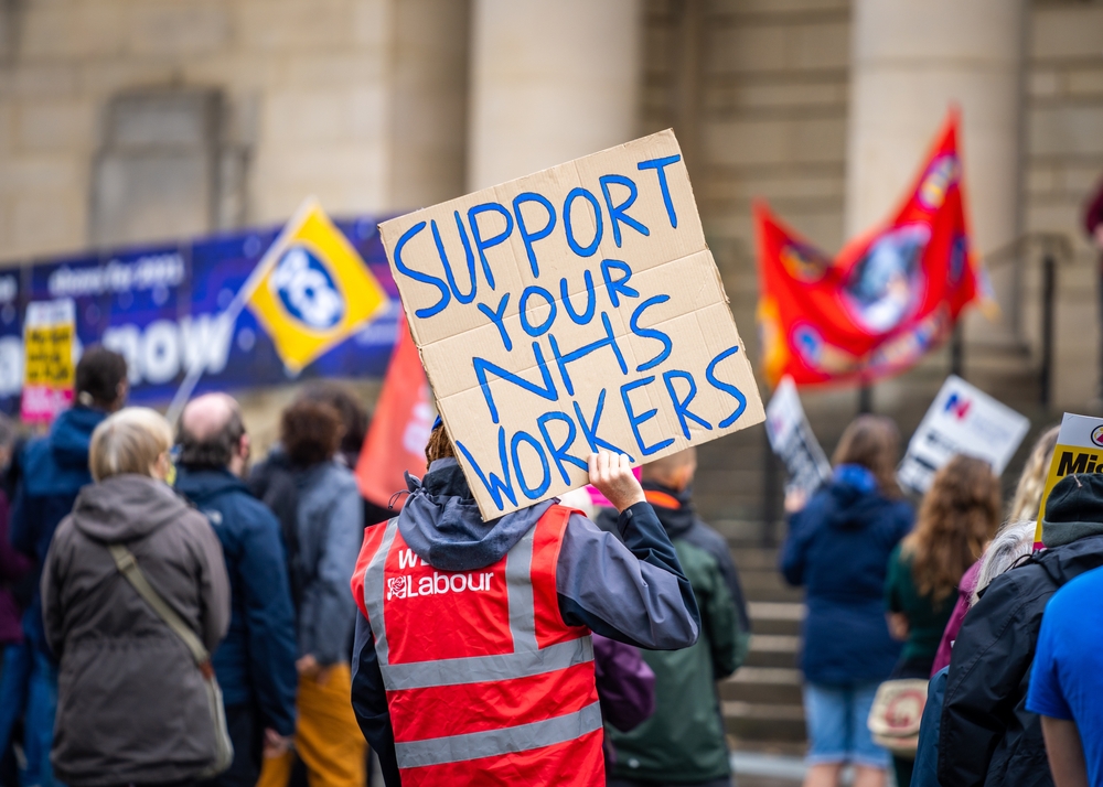 NHS demonstration in Sheffield supporting NHS workers